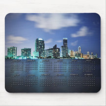 Miami skyline at night with 2011 calendar mouse pads
