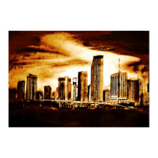 Miami Skyline Charcoal print