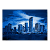 Miami Skyline in Blue posters