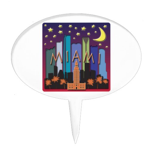 Miami Skyline Mega Color Cake Topper