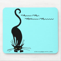 Miauu Black Cat - Blue Mousepad by luxegal Miauu Black Cat - Blue Mousepad