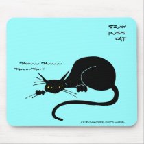 Miauu Black Cat - Blue Mousepad by luxegal Miauu Black Cat - Blue Mousepad