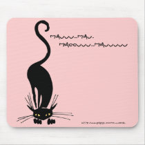 Miauu Black Cat - Pink Mousepad by luxegal Miauu Black Cat - Pink Mousepad