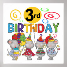 Mice 3rd Birthday T-shirts and Gifts Print