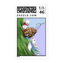 mice decorating the Christmas tree postage