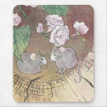 Mice in Log with Roses Mouse Pad
