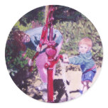 michael at the waterpump round stickers