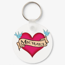 Michael - Custom Heart Tattoo T-shirts & Gifts keychains