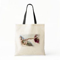 Michelangelo Creation Of Man Fist Bump Tote Bag