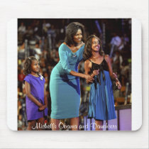 Michelle Obama and Daughters mousepads by armyers Michelle Obama and Daughters mousepads