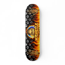 Michelle skull real fire and flames skateboard des