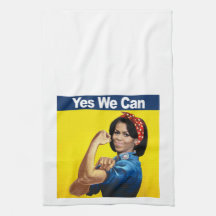 Michelle the Riveter - Yes we can.png Hand Towels