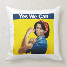 Michelle the Riveter - Yes we can.png Throw Pillow