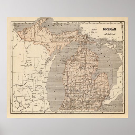 Michigan Atlas Map Print
