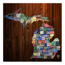 Michigan Counties License Plate Map Canvas Print posters