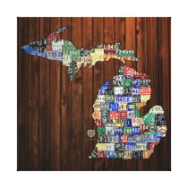 Michigan Counties License Plate Map Wrapped Canvas canvas prints