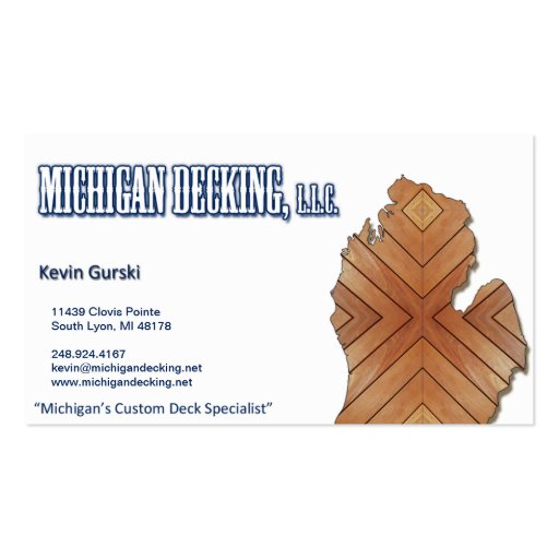 Michigan Decking Business Card (front side)