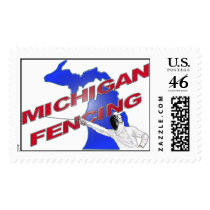 Michigan Fencing Red, White and Blue postage by iShirts Michigan Fencing Red, White and Blue postage