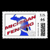 Michigan Fencing Red, White and Blue postage
