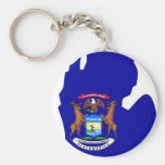 Michigan Flag Map Key Chain