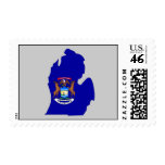 Michigan Flag Map Postage Stamp