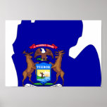 Michigan Flag Map Posters