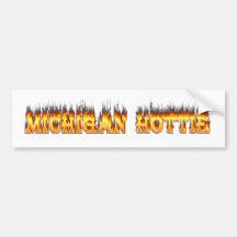 Michigan hottie fire and flames bumper stickers