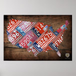 Michigan License Plate Map of the USA 1976 Poster