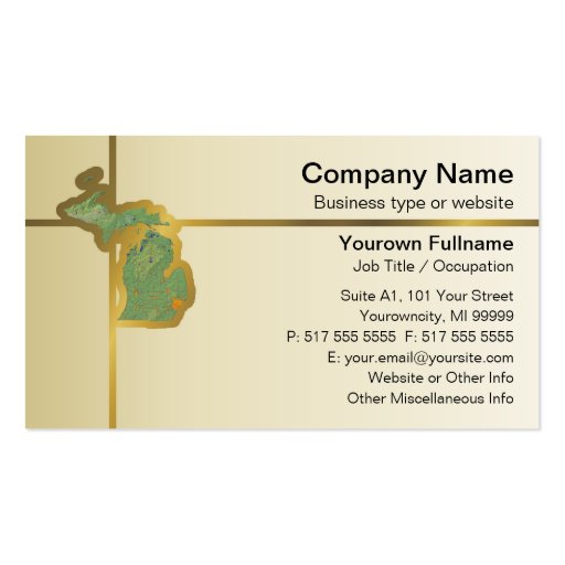 Michigan Map Business Card (front side)