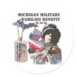 Michigan Military Families Benefit Round Stickers