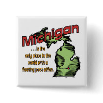 Michigan Motto ~ Worlds Only Floating Post Office Pinback Buttons