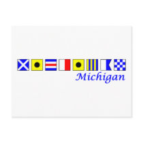 Michigan spelled in nautical flag alphabet post card