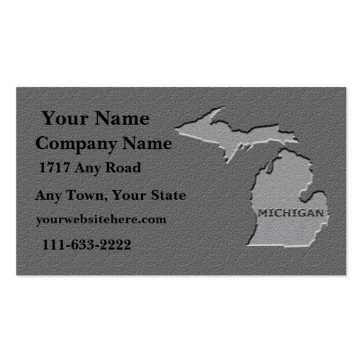 Michigan State Business card  carved stone look (front side)