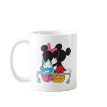 Mickey and Minnie Mouse valentine's day on bench Mug