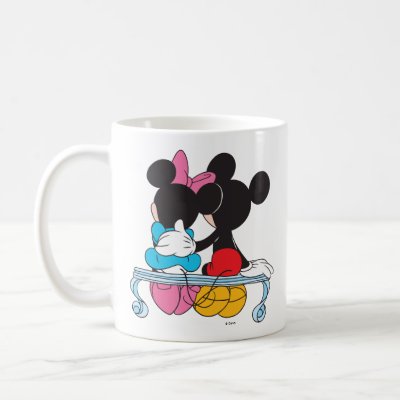 Mickey and Minnie Mouse valentine's day on bench mugs