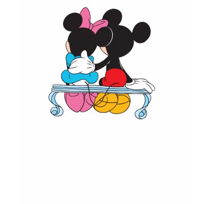 Mickey and Minnie Mouse valentine's day on bench t-shirts