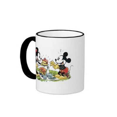 Mickey and Minnie Picnic Eating Cake mugs