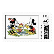 Mickey and Minnie Picnic Eating Cake zazzle_stamp