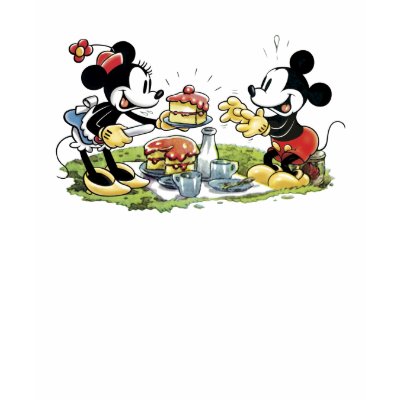 Mickey and Minnie Picnic Eating Cake t-shirts