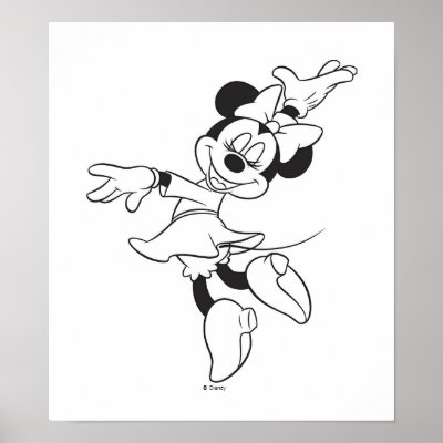 Mickey & Friends Minnie Dancing (black and white) posters