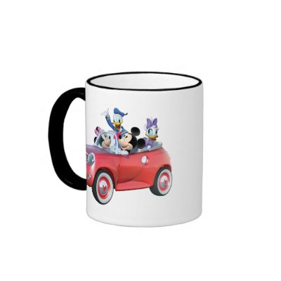 Mickey, Minnie, Donald, & Daisy in car mugs