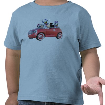 Mickey, Minnie, Donald, & Daisy in car t-shirts
