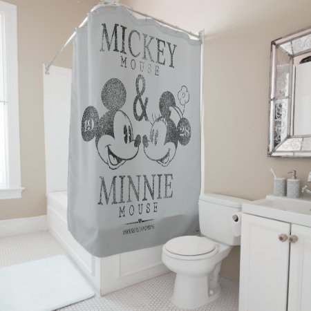 Fully customizable Mickey & Minnie Shower Curtain with a 1928 design created by Disney.