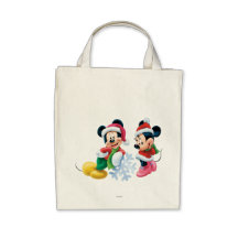 Mickey & Minnie With Snowflake Tote Bags