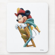 Mickey Mouse Fireman on Ladder Mouse Pads