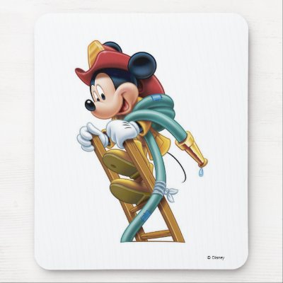 Mickey Mouse Fireman on Ladder mousepads