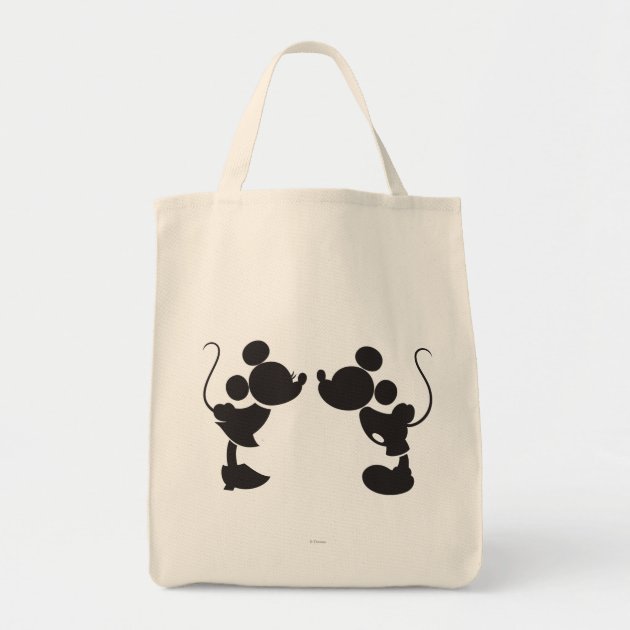 Mickey Mouse & Minnie  Silhouette Grocery Tote Bag