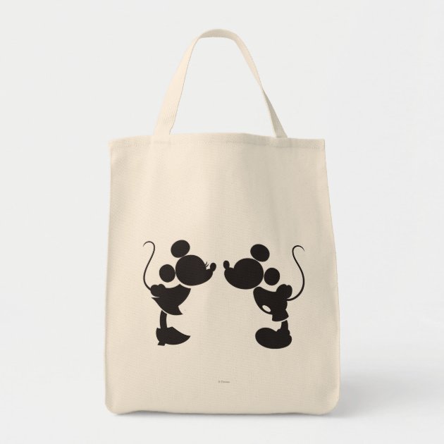 Mickey Mouse & Minnie  Silhouette Grocery Tote Bag-0