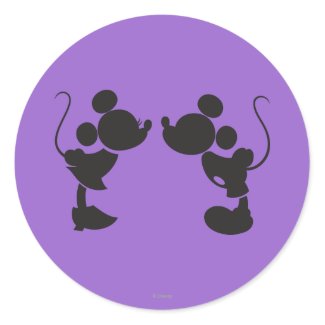 Mickey Mouse & Minnie Silhouette Classic Round Sticker