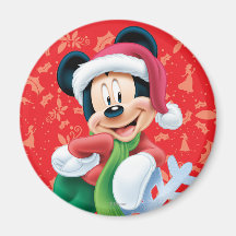 Mickey Mouse on Snowflake Refrigerator Magnets